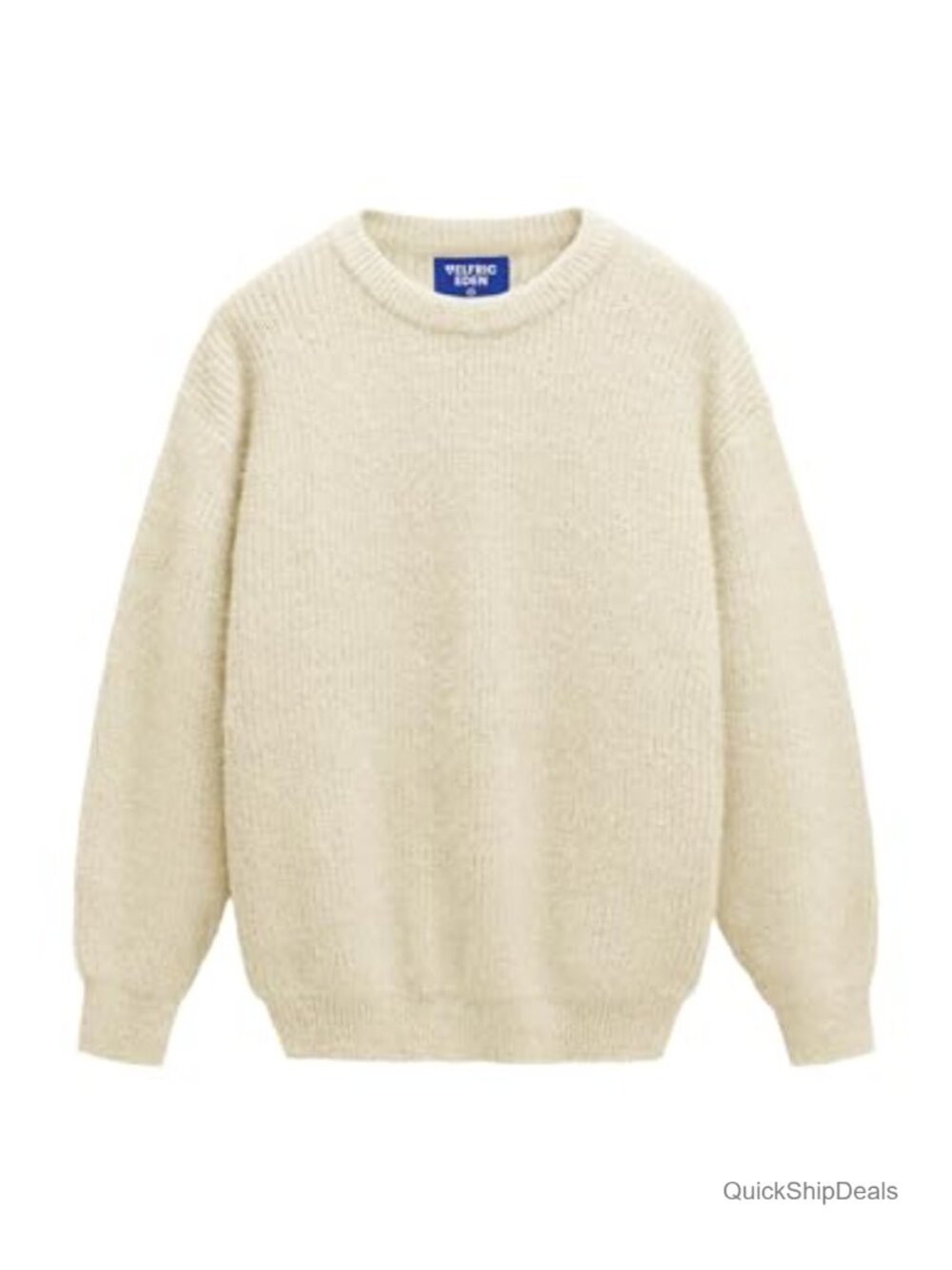 Oversized Mohair Furry Sweater Crewneck Knit Soft Pullover Casual Trendy